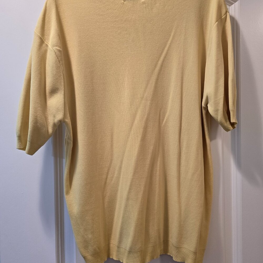 Vintage Montgomery Ward Ban Lon Polo Shirt Yellow Mens Medium Nylon Retro. GUC. - Picture 9 of 16